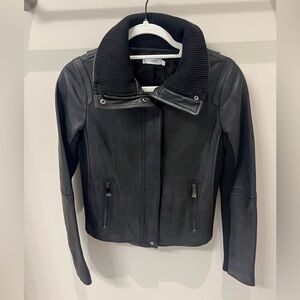 Vince 100% Lamb Leather Moto Jacket in Black, Size Small